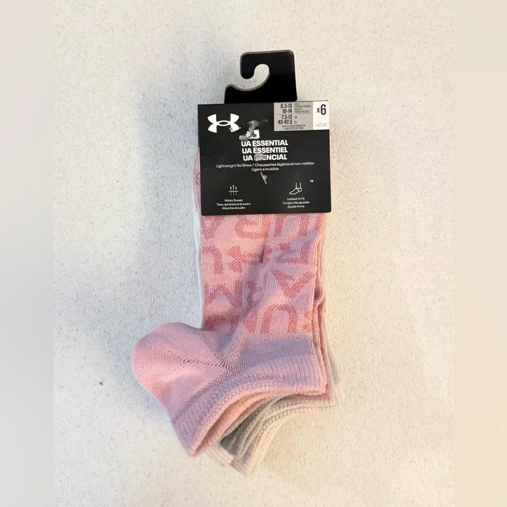Under Armour Essential Socks - Pink and Gray